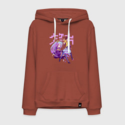 Толстовка-худи хлопковая мужская No Game No Life, цвет: кирпичный