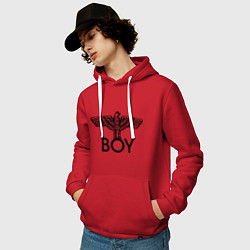 Толстовка-худи хлопковая мужская Boy, цвет: красный — фото 2