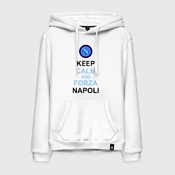 Толстовка-худи хлопковая мужская Keep Calm & Forza Napoli, цвет: белый