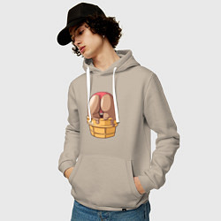 Толстовка-худи хлопковая мужская Eat me, цвет: миндальный — фото 2