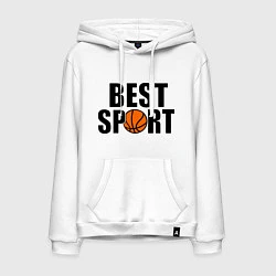 Толстовка-худи хлопковая мужская Лучший спорт баскетбол, цвет: белый