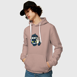 Толстовка-худи хлопковая мужская Tardis Totoro, цвет: пыльно-розовый — фото 2