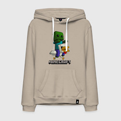 Толстовка-худи хлопковая мужская MINECRAFT, цвет: миндальный