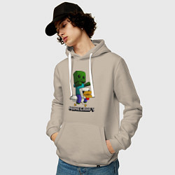 Толстовка-худи хлопковая мужская MINECRAFT, цвет: миндальный — фото 2