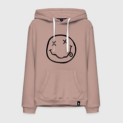 Толстовка-худи хлопковая мужская NIRVANA на спине, цвет: пыльно-розовый