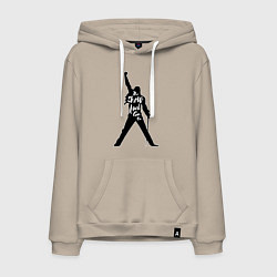 Толстовка-худи хлопковая мужская Queen - The Show Must Go On, цвет: миндальный