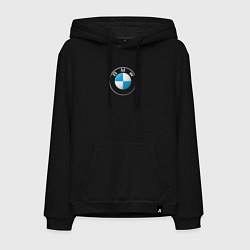 Толстовка-худи хлопковая мужская BMW LOGO 2020, цвет: черный