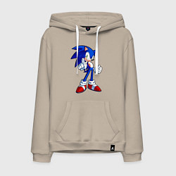 Толстовка-худи хлопковая мужская SONIC, цвет: миндальный