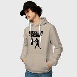 Толстовка-худи хлопковая мужская Russian Boxing, цвет: миндальный — фото 2