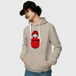 Толстовка-худи хлопковая мужская Марио в кармане, цвет: миндальный — фото 2