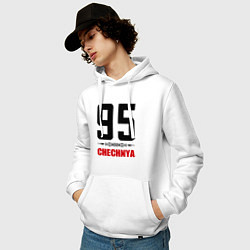 Толстовка-худи хлопковая мужская 95 Chechnya, цвет: белый — фото 2