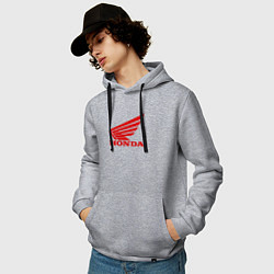 Толстовка-худи хлопковая мужская HONDA, цвет: меланж — фото 2