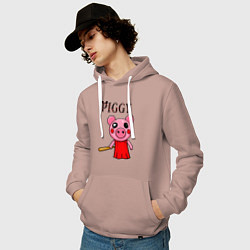 Толстовка-худи хлопковая мужская ROBLOX PIGGY, цвет: пыльно-розовый — фото 2