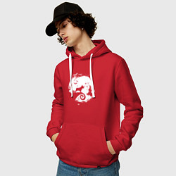 Толстовка-худи хлопковая мужская Полнолуние Французский бульдог, цвет: красный — фото 2