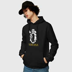 Толстовка-худи хлопковая мужская Nirvana, цвет: черный — фото 2