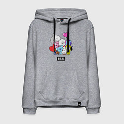 Толстовка-худи хлопковая мужская BT21, цвет: меланж