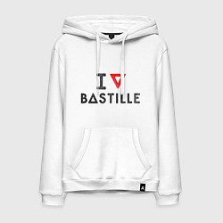 Толстовка-худи хлопковая мужская I love Bastille, цвет: белый