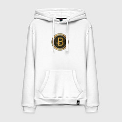 Толстовка-худи хлопковая мужская BITCOIN, цвет: белый