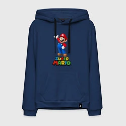 Толстовка-худи хлопковая мужская Super Mario, цвет: тёмно-синий