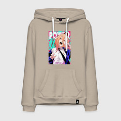 Толстовка-худи хлопковая мужская POWER CHAINSAW MAN ANIME, цвет: миндальный