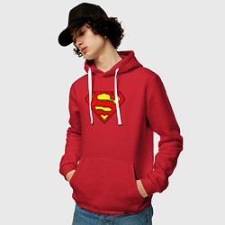 Толстовка-худи хлопковая мужская Superman 8 bit, цвет: красный — фото 2