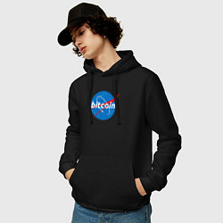 Толстовка-худи хлопковая мужская БИТКОИН НАСА BITCOIN NASA, цвет: черный — фото 2