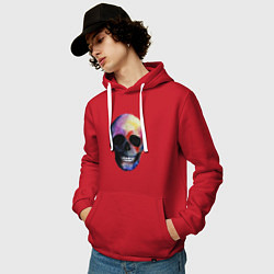Толстовка-худи хлопковая мужская Акварельный череп, цвет: красный — фото 2
