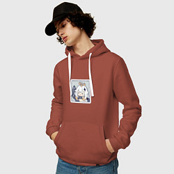 Толстовка-худи хлопковая мужская Паймон, цвет: кирпичный — фото 2