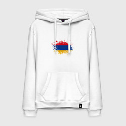 Толстовка-худи хлопковая мужская Флаг Армении, цвет: белый