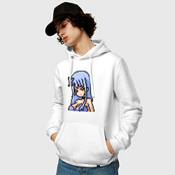 Толстовка-худи хлопковая мужская Pixel art anime girl, цвет: белый — фото 2