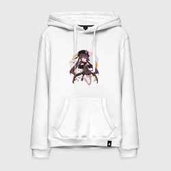 Толстовка-худи хлопковая мужская Весёлая Ху Тао, цвет: белый