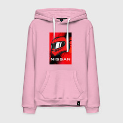 Толстовка-худи хлопковая мужская Nissan - Paint, цвет: светло-розовый