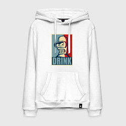 Толстовка-худи хлопковая мужская Bender, цвет: белый