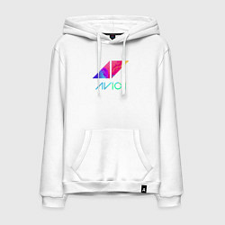 Толстовка-худи хлопковая мужская AVICII RAIBOW, цвет: белый