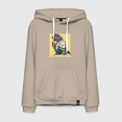 Толстовка-худи хлопковая мужская Юя и Метеора, цвет: миндальный