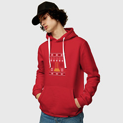 Толстовка-худи хлопковая мужская Наука Science Вязаный свитер, цвет: красный — фото 2