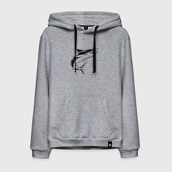 Толстовка-худи хлопковая мужская Акула, цвет: меланж