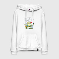 Толстовка-худи хлопковая мужская Wake Guru, цвет: белый