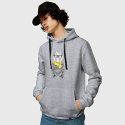 Толстовка-худи хлопковая мужская Hipster Cat, цвет: меланж — фото 2