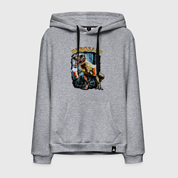 Толстовка-худи хлопковая мужская Пивозавр Динозавр с пивом, цвет: меланж