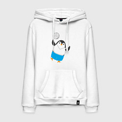 Толстовка-худи хлопковая мужская Волейбол - Пингвин, цвет: белый