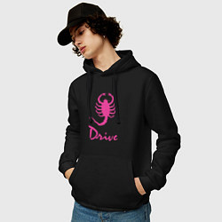 Толстовка-худи хлопковая мужская Drive, цвет: черный — фото 2