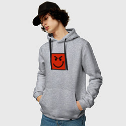 Толстовка-худи хлопковая мужская BON JOVI HAVE A NICE DAY SMILE LOGO, цвет: меланж — фото 2