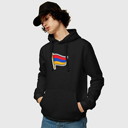 Толстовка-худи хлопковая мужская Флаг Армении, цвет: черный — фото 2