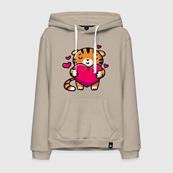 Мужская толстовка-худи Милый тигренок с сердечком