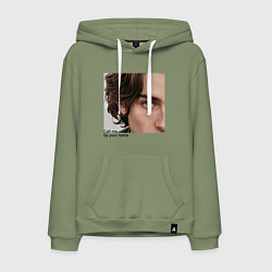 Толстовка-худи хлопковая мужская Timothee Chalamet CMbYN цитата, цвет: авокадо