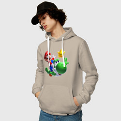 Толстовка-худи хлопковая мужская Mario&Yoshi, цвет: миндальный — фото 2