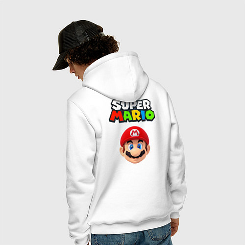 Мужская толстовка-худи MarioHead / Белый – фото 4