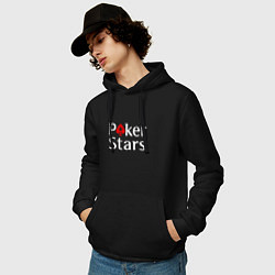 Толстовка-худи хлопковая мужская PokerStars логотип, цвет: черный — фото 2