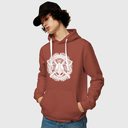 Толстовка-худи хлопковая мужская Руны, топоры и шлем, цвет: кирпичный — фото 2
